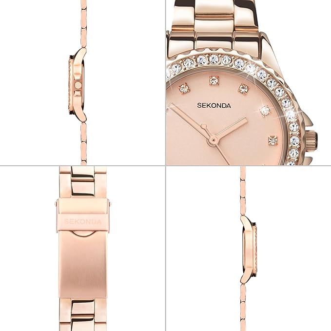 Sekonda Elizabeth Women's Quartz Watch 33mm with Stone Set Case, Analogue Display and Stainless Steel Bracelet