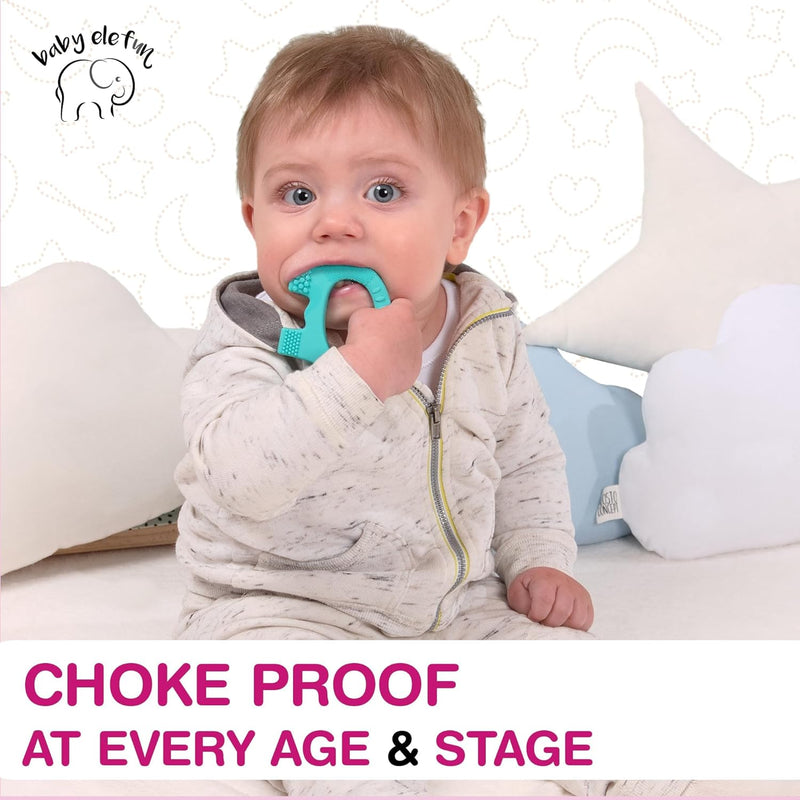 BABY ELEFUN Teething Toys for Baby - Cute, Effective & Easy to Hold BPA Free Silicone Teethers with Gift Package - Elephant Teether Toy Best for Babies 3 6 12 Months, Boy, Girl, Infant - Shower Gifts