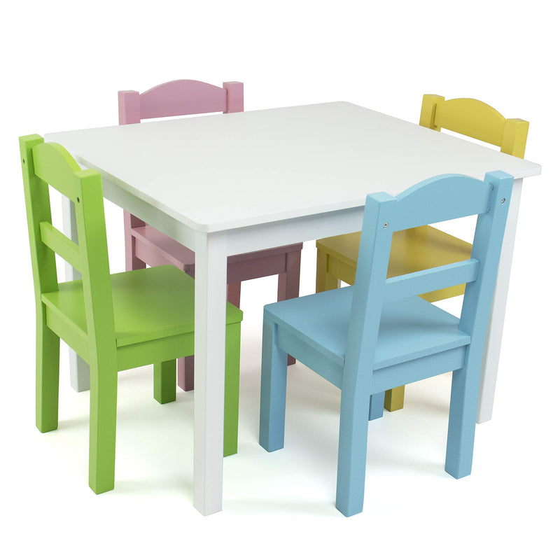 Humble Crew Elements Wooden Square Table and 2 Chairs Set for Toddlers Easy to Clean Furniture, Ideal for Learning, Playing, Eating and Crafting - Grey/Blue/Green/Yellow