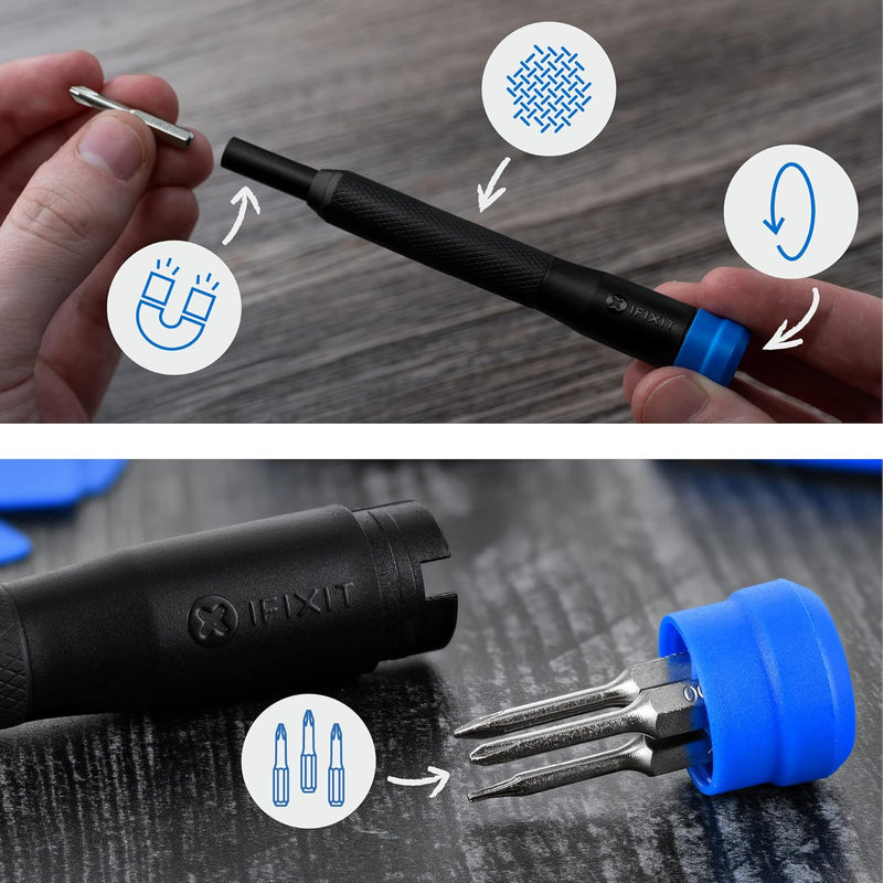 iFixit Essential Electronics Toolkit, Basic Tool-Set with 16 Precision bits (4 mm), Magnetic Screwdriver & Opening Tools for Electronic Devices