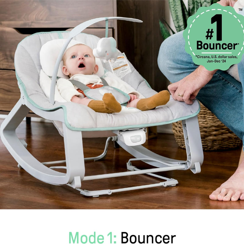 Ingenuity Keep Cozy 3-in-1 Grow with Me Vibrating Baby Bouncer, Seat & Infant to Toddler Rocker, Vibrations & Toy Bar, 0-30 Months Up to 40 lbs (Weaver)