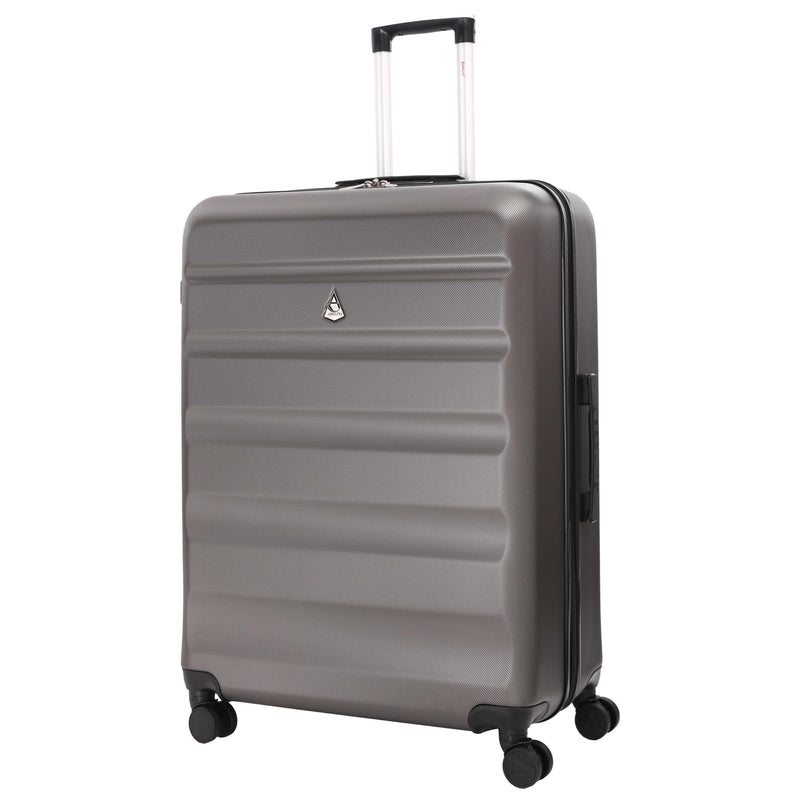 Aerolite Lightweight 55cm Hard Shell 34L Travel Carry On Hand Cabin Luggage Suitcase 4 Wheels, Approved for Ryanair Priority, British Airways, Emirates, Virgin Atlantic & More, 5 Year Warranty (Black)