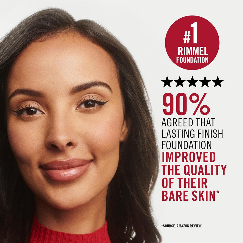 Rimmel Lasting Finish 35Hr Foundation 200 Soft Beige, Full Coverage, Hydrating, SPF20, Hyaluronic Acid, Vitamin E, 2% Niacinamide, All Day Wear, Vegan, Cruelty Free
