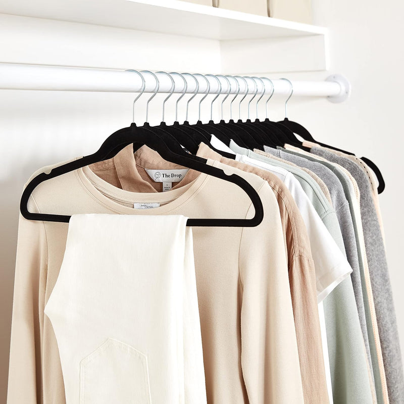 Amazon Basics Slim Velvet Non-Slip Suit Hangers - Pack of 50, Black