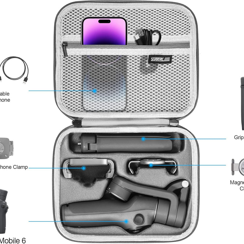 STARTRC Osmo Mobile 6 Case,Waterproof Portable Storge Shoulder Bag Travel Case for DJI Osmo Mobile 6 Fill Light Combo Accessories