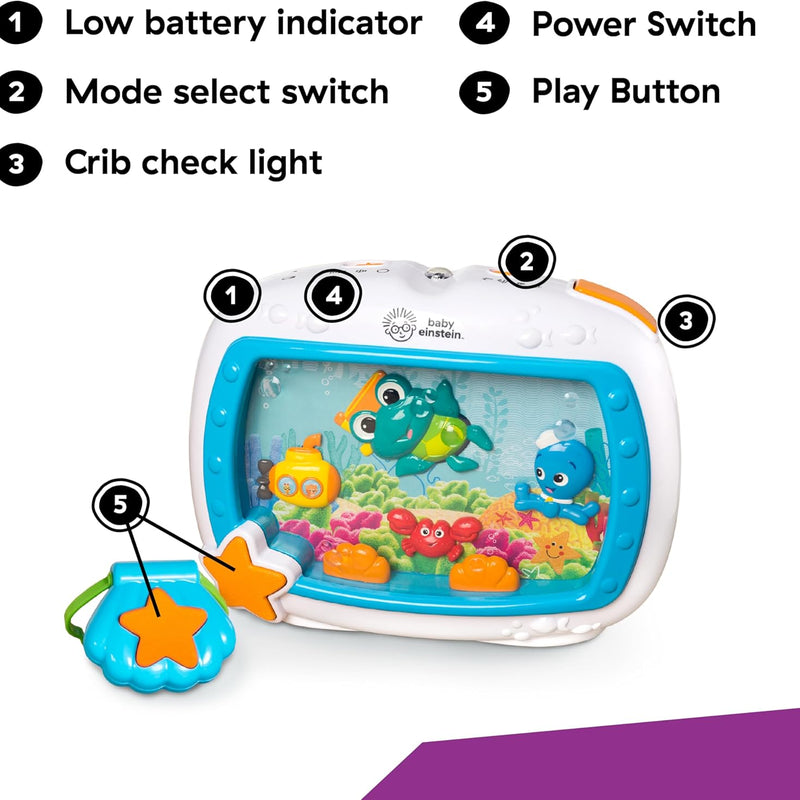 Baby Einstein Sea Dreams Soother, Crib Toy with Remote, Baby Sleep Aid, Calming Lights & Melodies, Newborn and Up