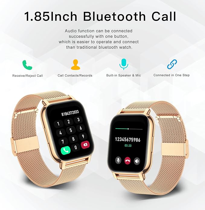 Popglory Smart Watch for Women Men Answer/Make Calls, 1.85