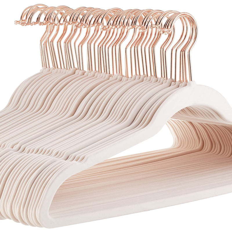 Amazon Basics Slim Velvet Non-Slip Suit Hangers - 30-Pack, Black/Silver
