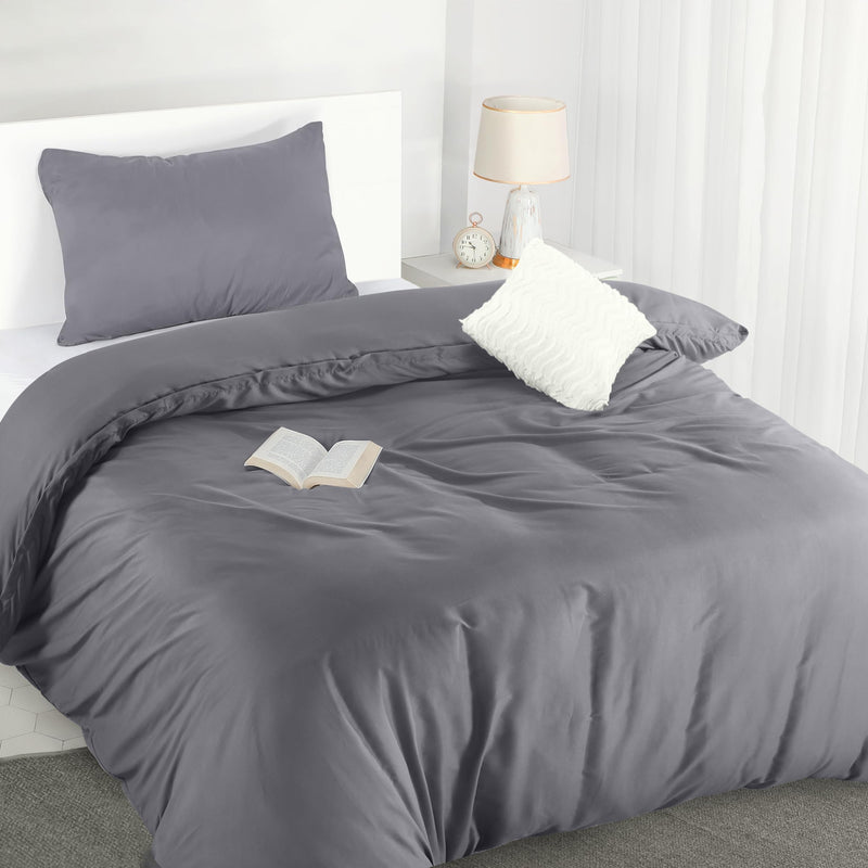 Utopia Bedding Duvet Cover Double - Soft Microfibre Polyester - Bedding Quilt Cover Set, with Pillow cases (Grey)