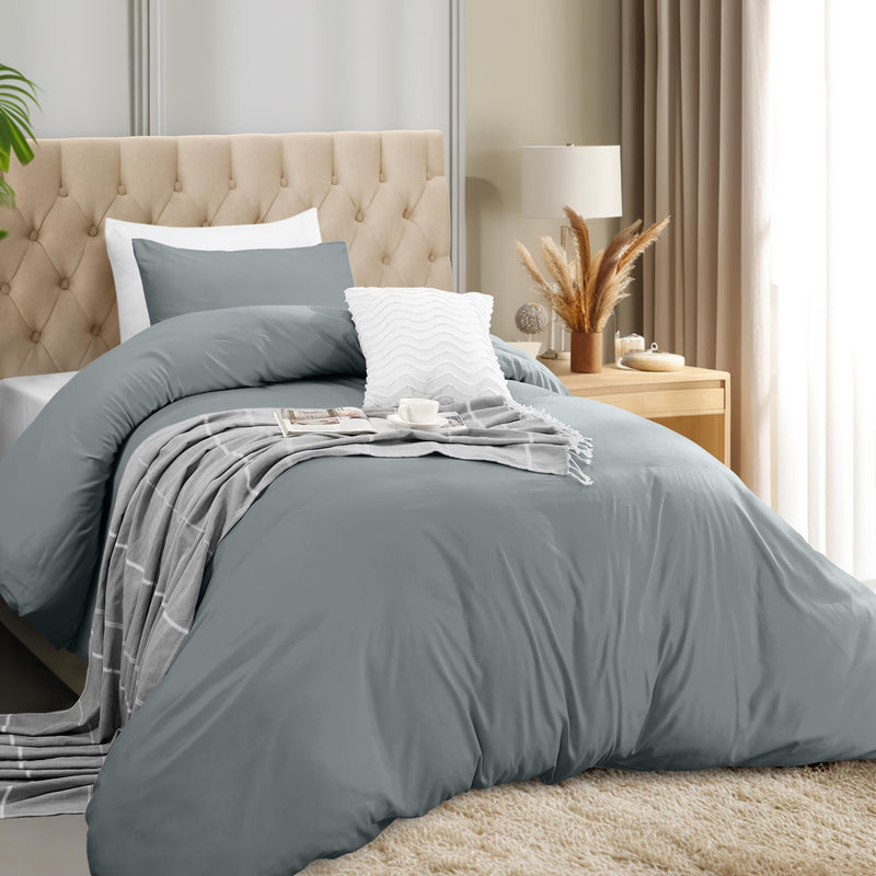 Utopia Bedding Duvet Cover Double - Soft Microfibre Polyester - Bedding Quilt Cover Set, with Pillow cases (Grey)