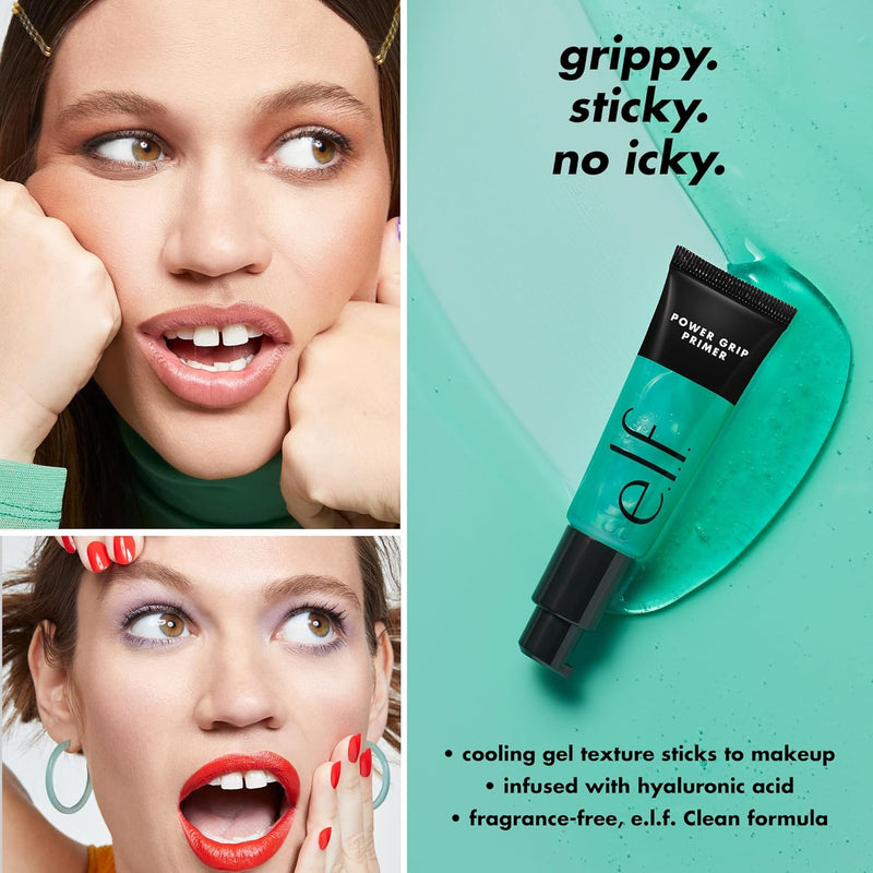 e.l.f. Power Grip Primer, Gel-Based & Hydrating Face Primer For Smoothing Skin & Gripping Makeup, Moisturizes & Primes, 0.811 Fl Oz, Clear