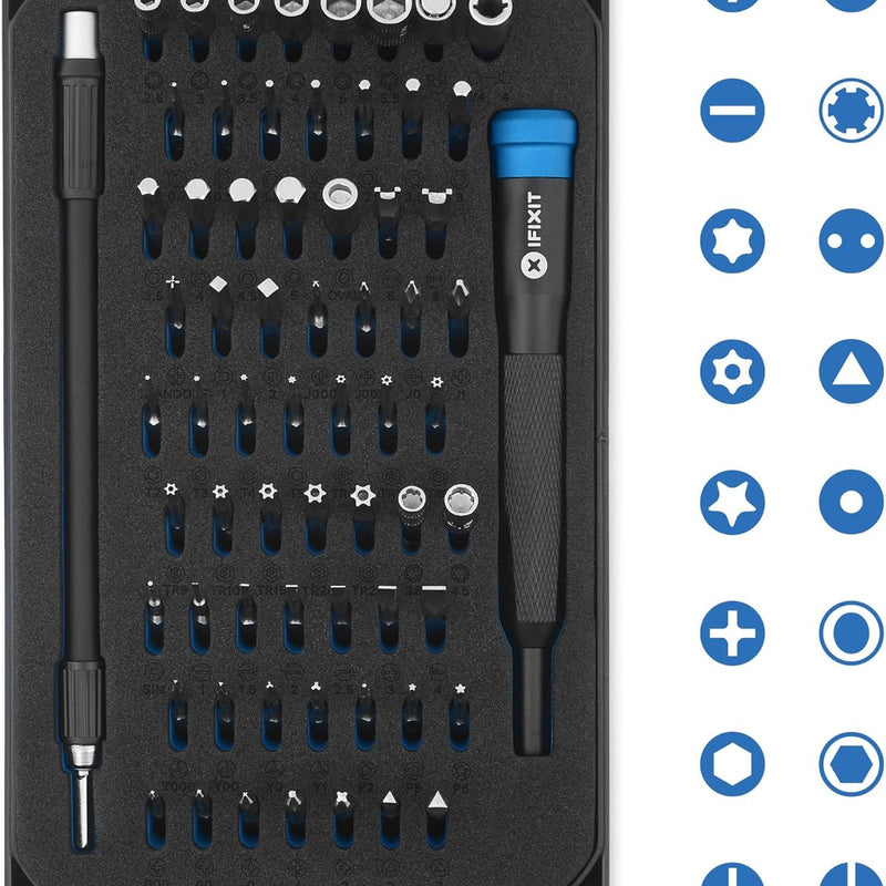 iFixit Pro Tech Toolkit, Repair Tool-Set with 64 Precision bits (4 mm), Magnetic Screwdriver & Opening Tools to Open and Repair Electronic Devices
