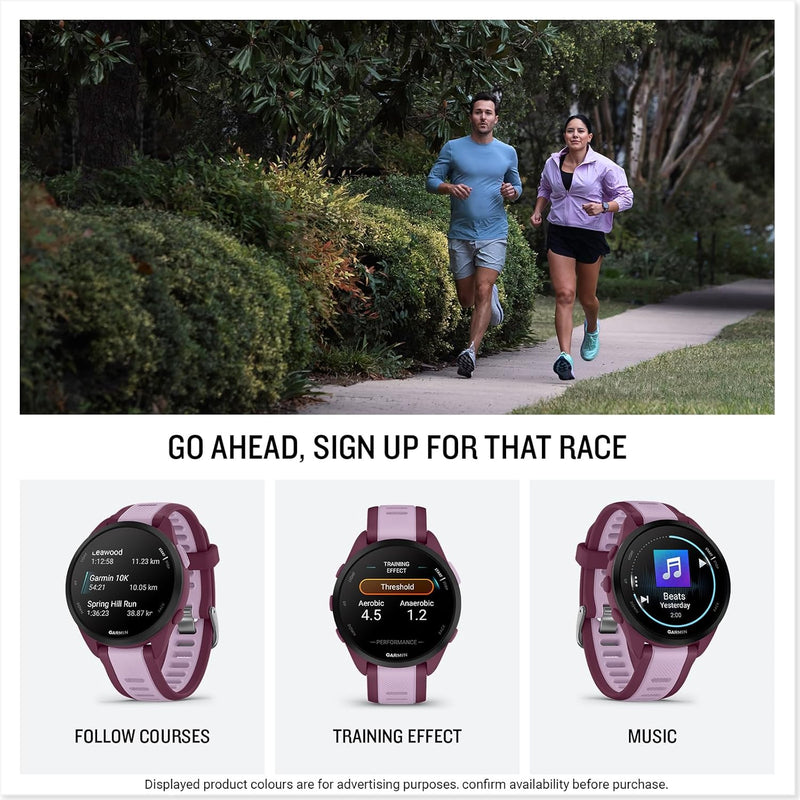 Garmin Forerunner 165 GPS 43mm Running Smartwatch, Lightweight, AMOLED Touchscreen, Advanced Training, Insights and Features, Safety & Tracking Features, up to 11 days Battery Life, Black