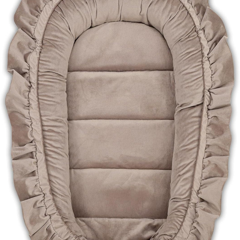 Baby Nest - Baby Nest for Newborns Minky Baby Nest for Crib Versatile Portable Nest Cuddle Nest Accessory for Crib Warm Winter Cocoon Velvet Beige