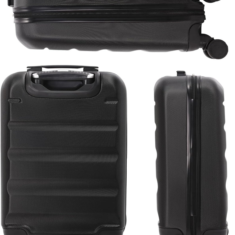 Aerolite Lightweight 55cm Hard Shell 34L Travel Carry On Hand Cabin Luggage Suitcase 4 Wheels, Approved for Ryanair Priority, British Airways, Emirates, Virgin Atlantic & More, 5 Year Warranty (Black)