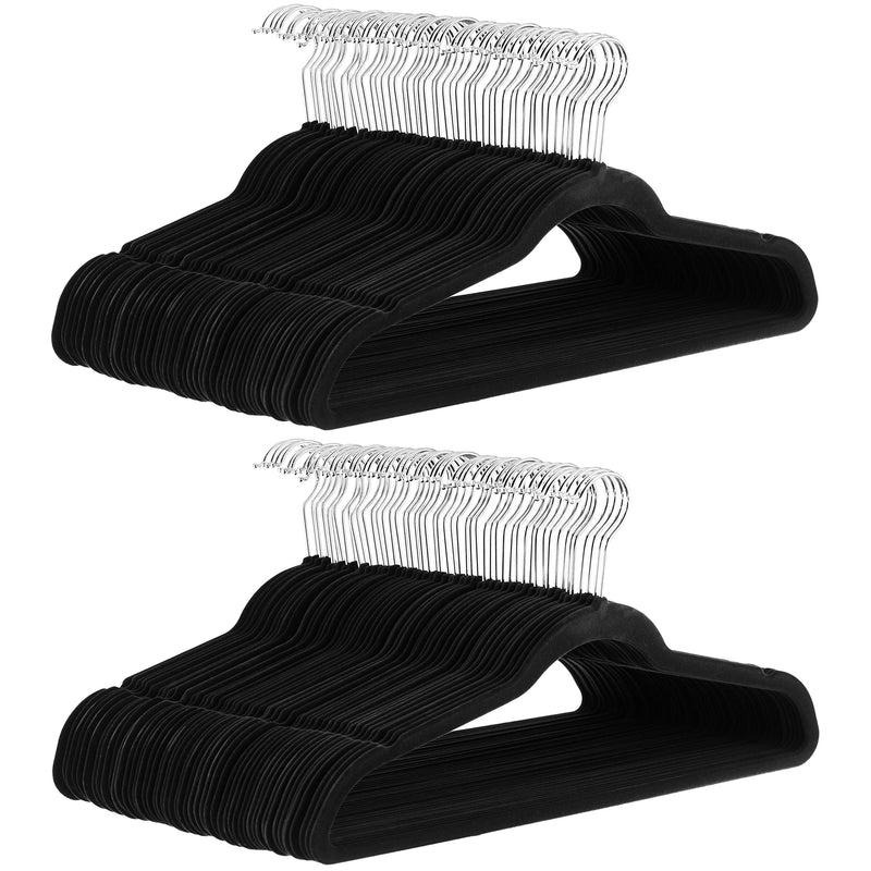 Amazon Basics Slim Velvet Non-Slip Suit Hangers - Pack of 50, Black