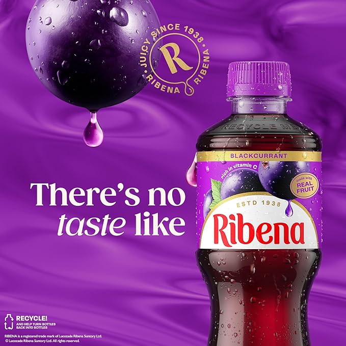 Ribena Blackcurrant Juice Drink 500ml - Multipack of 12 | Real Fruit | Rich In Vitamin C | No Artificial Colours or flavous | Fruity Refreshment | Ready To Drink | 100% Recycled