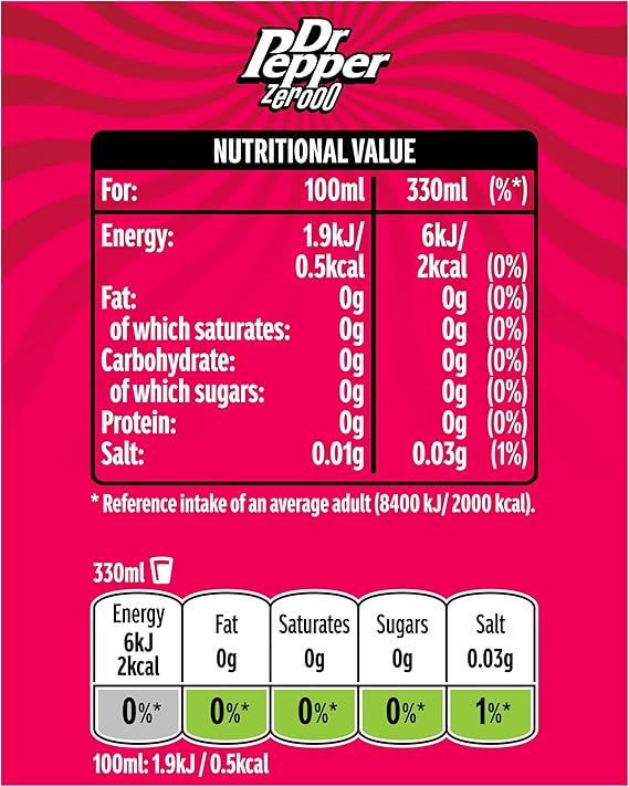 Dr Pepper Can Zero 330 ml (Pack of 24)
