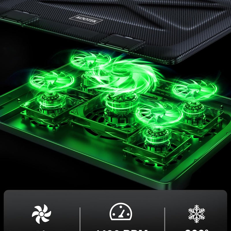 Kootek Laptop Cooling Pad, Laptop Cooler with 5 Quiet Fans for 12