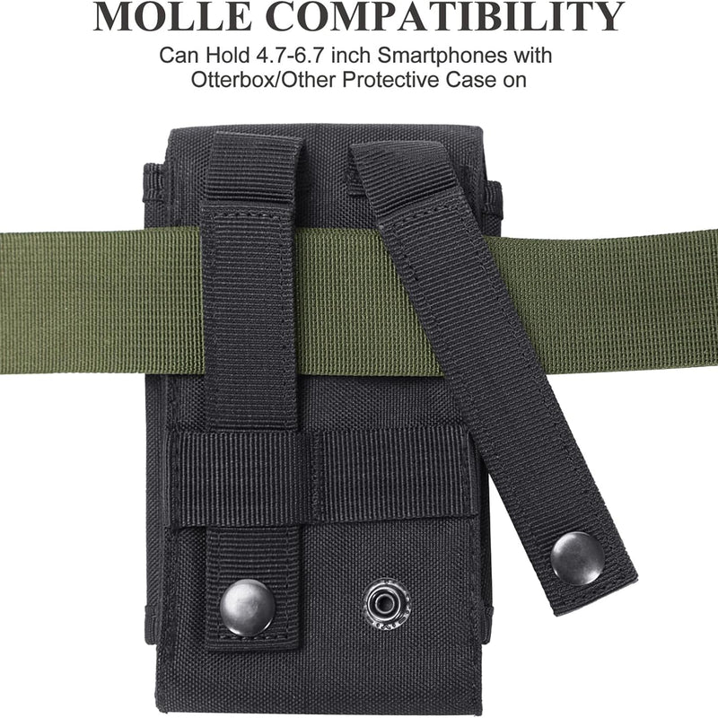 Universal Tactical Molle Holster Army Mobile Phone Belt Pouch edc Security Pack Carry Accessory Kit Waist Bag Case Compatible iPhone 13 PRO X XS Max XR 7 8 6/6s Plus Samsung Galaxy S10 S9 S8 Plus