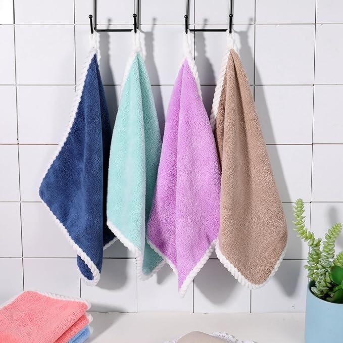 FRIUSATE 6 Pcs Flannel Face Cloth Soft Face Flannels Toddler Flannels Wash Towels Quick Dry Reusable Face Body Cloths Squares Wash Flannels for Baby Kids Adults(30x30cm)