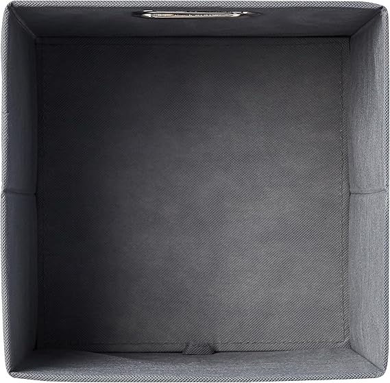 Amazon Basics Collapsible Fabric Storage Cubes with Oval Grommets - 6-Pack, Light Grey