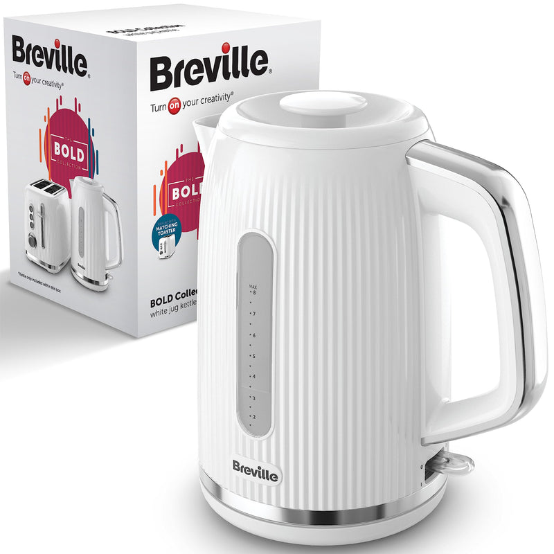 Breville Bold Black Electric Kettle | 1.7L | 3kW Fast Boil | Black & Silver Chrome [VKT221]