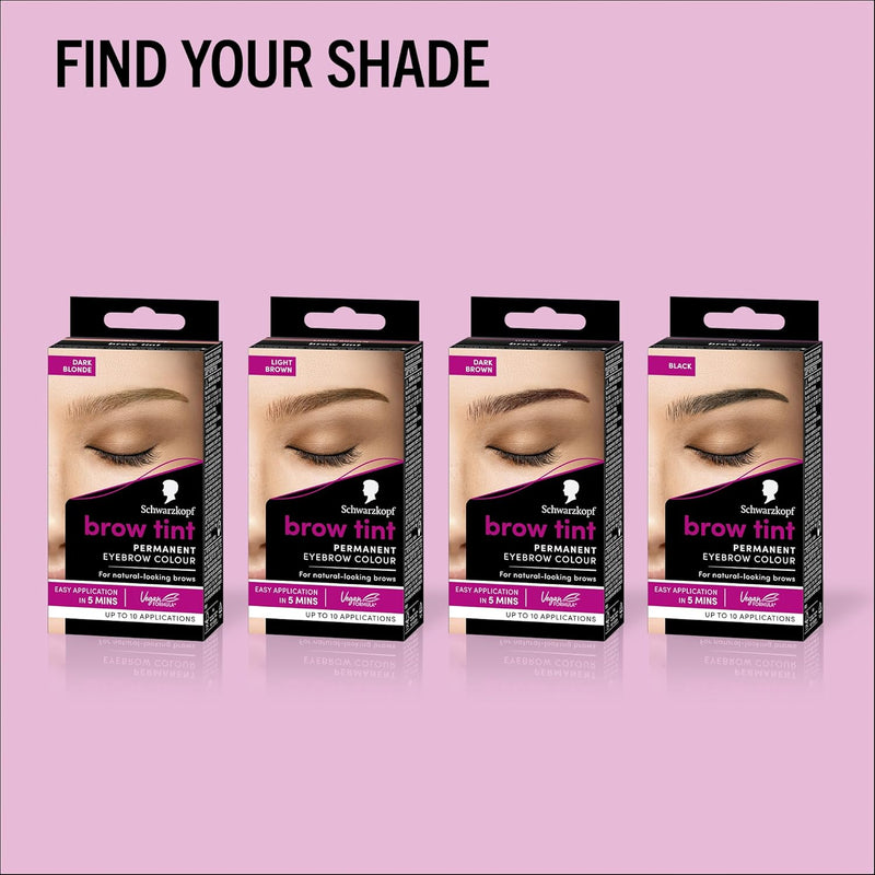 Schwarzkopf Eyebrow Tint, permanent eyebrow colour, eyebrow dye kit for natural looking brows, Dark Brown
