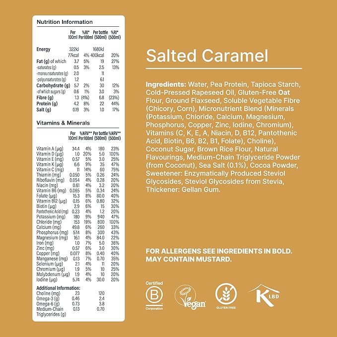 Huel Ready-to-drink Meal, Salted Caramel Protein Drink, 8 x 500ml Bottles, Protein Shakes, Pre-Portioned Meal, 20g of Protein per Bottle, Rich in Essential Vitamins, Minerals, Meal Replacement Shake