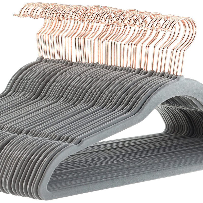 Amazon Basics Slim Velvet Non-Slip Suit Hangers - Pack of 50, Black