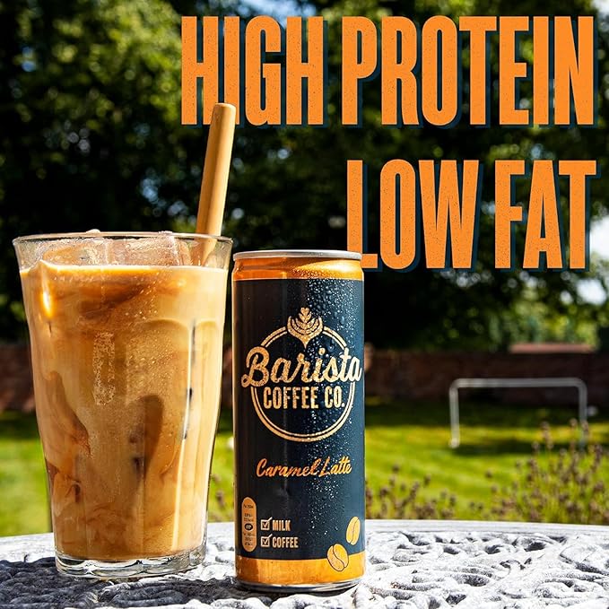 Barista Coffee Co. Medium Roast Caramel Latte Iced Coffee Drink Tin Can 250 ml (Pack of 12)