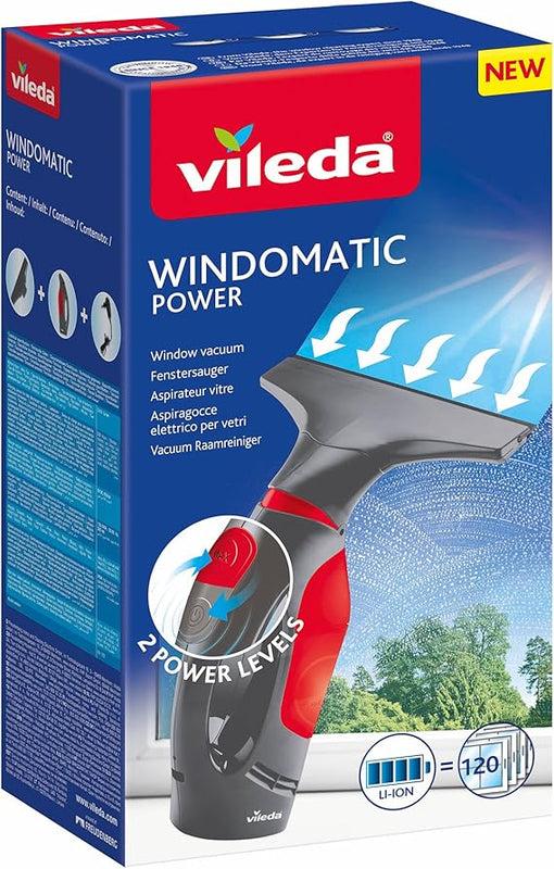 Vileda WindoMatic Power Window Vacuum Cleaner, Handheld and Portable Electric Window Cleaner, UK Version