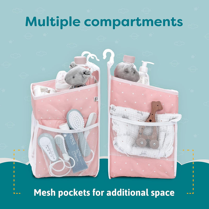 Cradle Star Hanging Nappy Caddy Organiser - Nursery Storage for Baby Accessories - Perfect Newborn Shower Gift - 43 x 23 x 23 cm