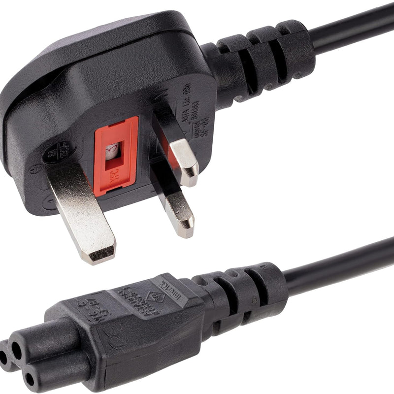 StarTech.com PXTNB3SUK1M 1m Laptop Power Cord - 3 Slot for UK - BS-1363 to C5 Clover Leaf Power Cable Lead, Black