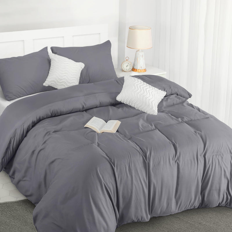 Utopia Bedding Duvet Cover Double - Soft Microfibre Polyester - Bedding Quilt Cover Set, with Pillow cases (Grey)