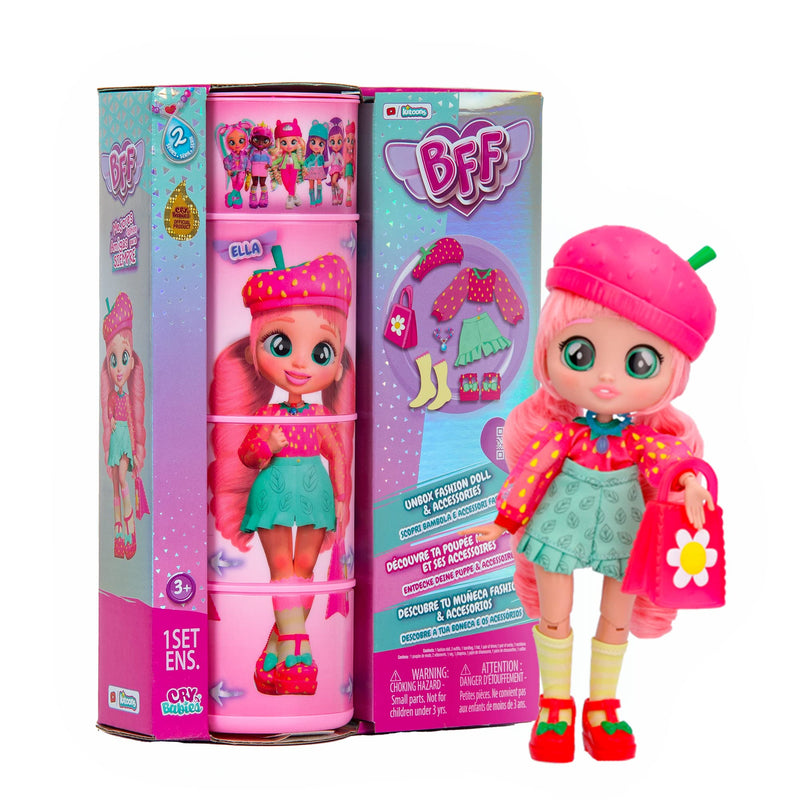 BFF By Cry Babies Kristal | Collectible Fashion Doll with Long Hair, fabric Clothes and 9 Accessories - Gift Toy for Girls and Boys +5 Years
