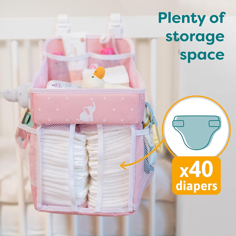 Cradle Star Hanging Nappy Caddy Organiser - Nursery Storage for Baby Accessories - Perfect Newborn Shower Gift - 43 x 23 x 23 cm