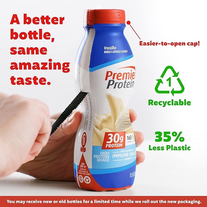 Premier Protein Shake, Vanilla, 30g Protein, 1g Sugar, 24 Vitamins & Minerals, Nutrients to Support Immune Health 11.5 fl oz, 12 Pack