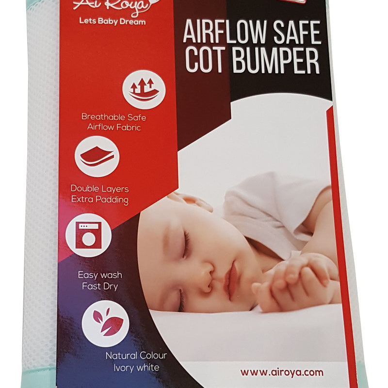 AiRoya Brethable Mesh Cot Bumper for 2-Sided Cot and Cotbed with Solid Ends