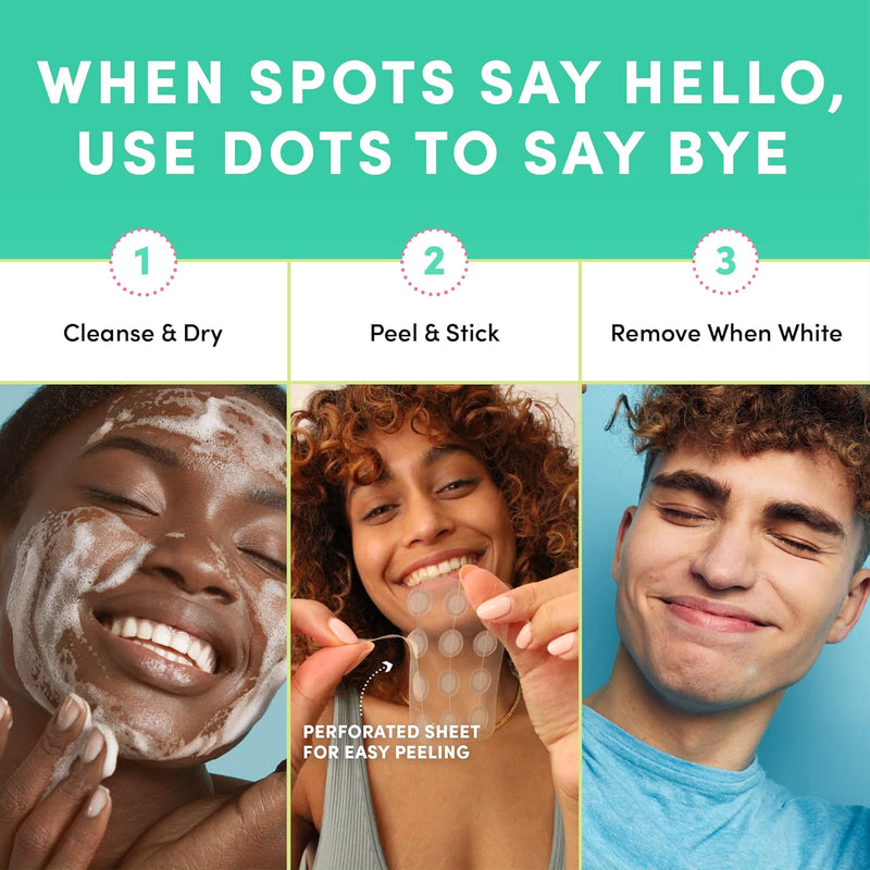 Dots for Spots Acne Patches - Pack of 60 Translucent Hydrocolloid Pimple Patch Spot Treatment Stickers for Face and Body - Fast-Acting, Vegan & Cruelty Free Skin Care