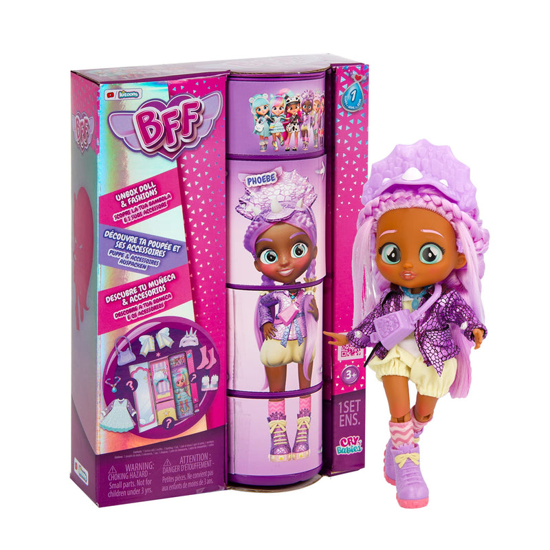 BFF By Cry Babies Kristal | Collectible Fashion Doll with Long Hair, fabric Clothes and 9 Accessories - Gift Toy for Girls and Boys +5 Years