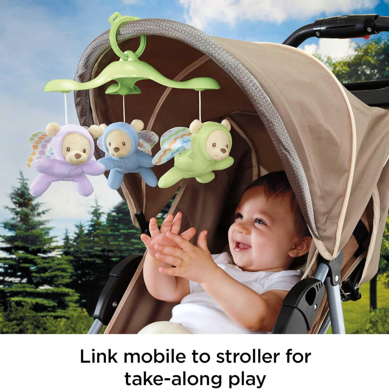 Fisher-Price Butterfly Dreams 3-in-1 Projection Mobile - Soothing Baby Sleep Aid with 3 Audio Modes and Plush Bears, Musical Cot Mobile, Tabletop Projector and Stroller Toy, Newborn Baby Toys, CDN41