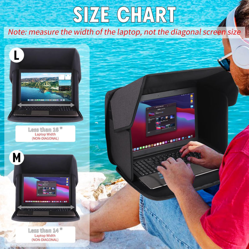 Yumt 14” Laptop Sun Shade, Portable Case Laptop Shade, Computer Sun Shade for Working Outside,Contrast Enhancement,Foldable Privacy Cover Hood 2-in-1 (Patent Pending)