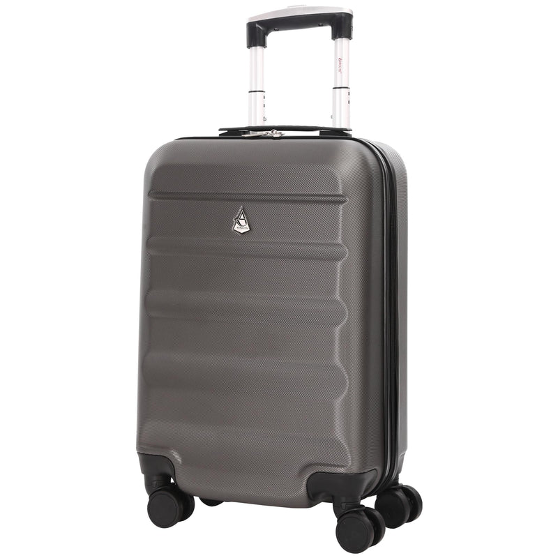 Aerolite Lightweight 55cm Hard Shell 34L Travel Carry On Hand Cabin Luggage Suitcase 4 Wheels, Approved for Ryanair Priority, British Airways, Emirates, Virgin Atlantic & More, 5 Year Warranty (Black)