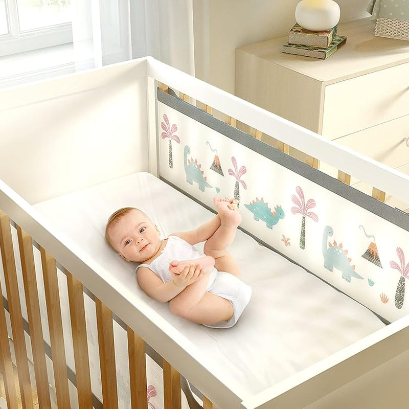 AiRoya Brethable Mesh Cot Bumper for 2-Sided Cot and Cotbed with Solid Ends