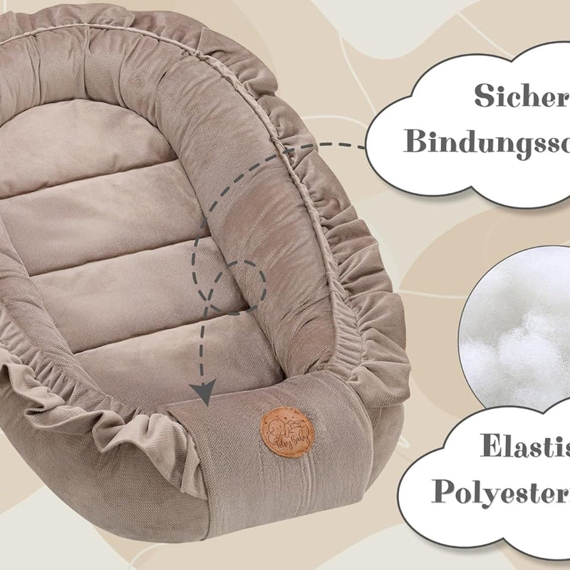 Baby Nest - Baby Nest for Newborns Minky Baby Nest for Crib Versatile Portable Nest Cuddle Nest Accessory for Crib Warm Winter Cocoon Velvet Beige