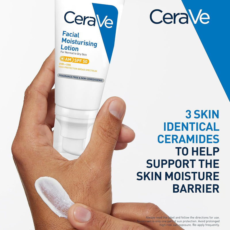 CeraVe AM Facial Moisturising Lotion Normal To Dry Skin 52ml With UV Protection And 3 Essential Ceramides