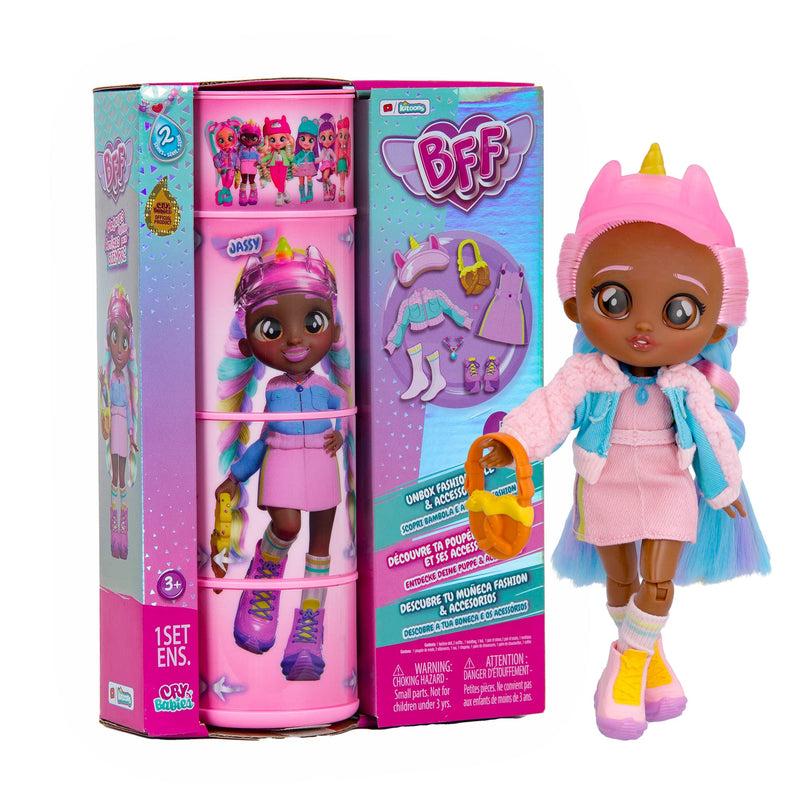 BFF By Cry Babies Kristal | Collectible Fashion Doll with Long Hair, fabric Clothes and 9 Accessories - Gift Toy for Girls and Boys +5 Years