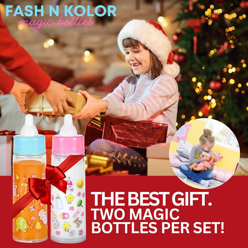 Exquisite Buggy My Sweet Baby Disappearing Magic Bottles - Includes 1 Milk, 1 Juice Bottle with Pacifier for Baby Doll (Colorful)