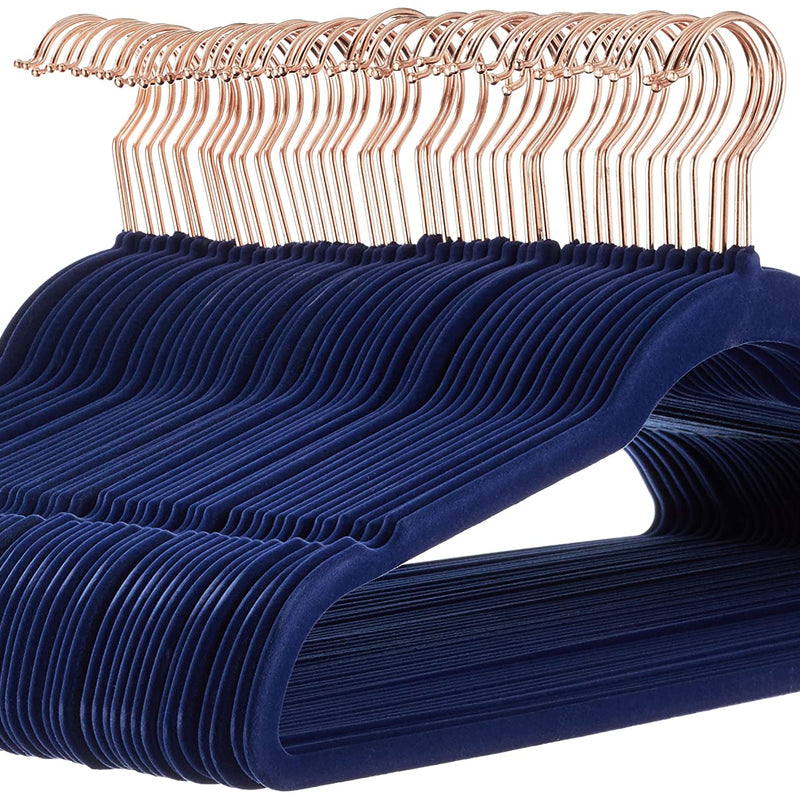 Amazon Basics Slim Velvet Non-Slip Suit Hangers - Pack of 50, Black